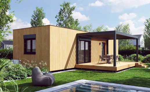 Galerie Single wood 59m² flat roof