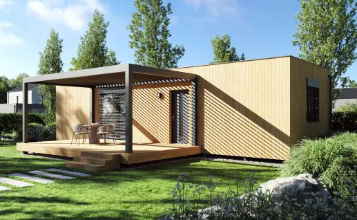 Galerie Single wood 59m² flat roof