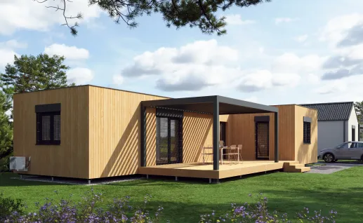 Galerie Double T wood 94m² flat roof