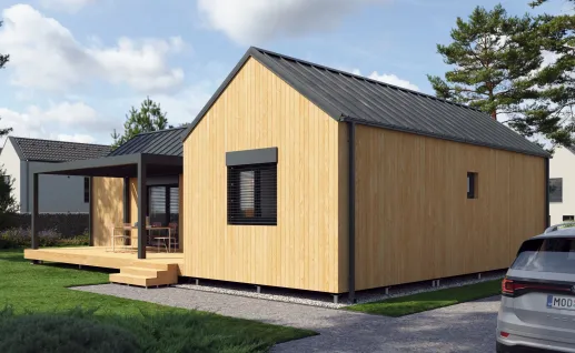 Galerie Double T wood 94m² gable roof