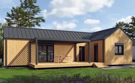 Galerie Double T wood 94m² gable roof