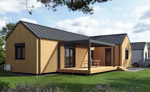 Galerie Double T wood 94m² gable roof